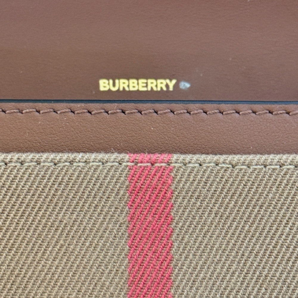 Burberry Classic Check Leather Envelope Continental Wallet Tan Beige Gold Snap - Picture 9 of 9